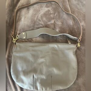 Elegant Gray Leather Shoulder Bag